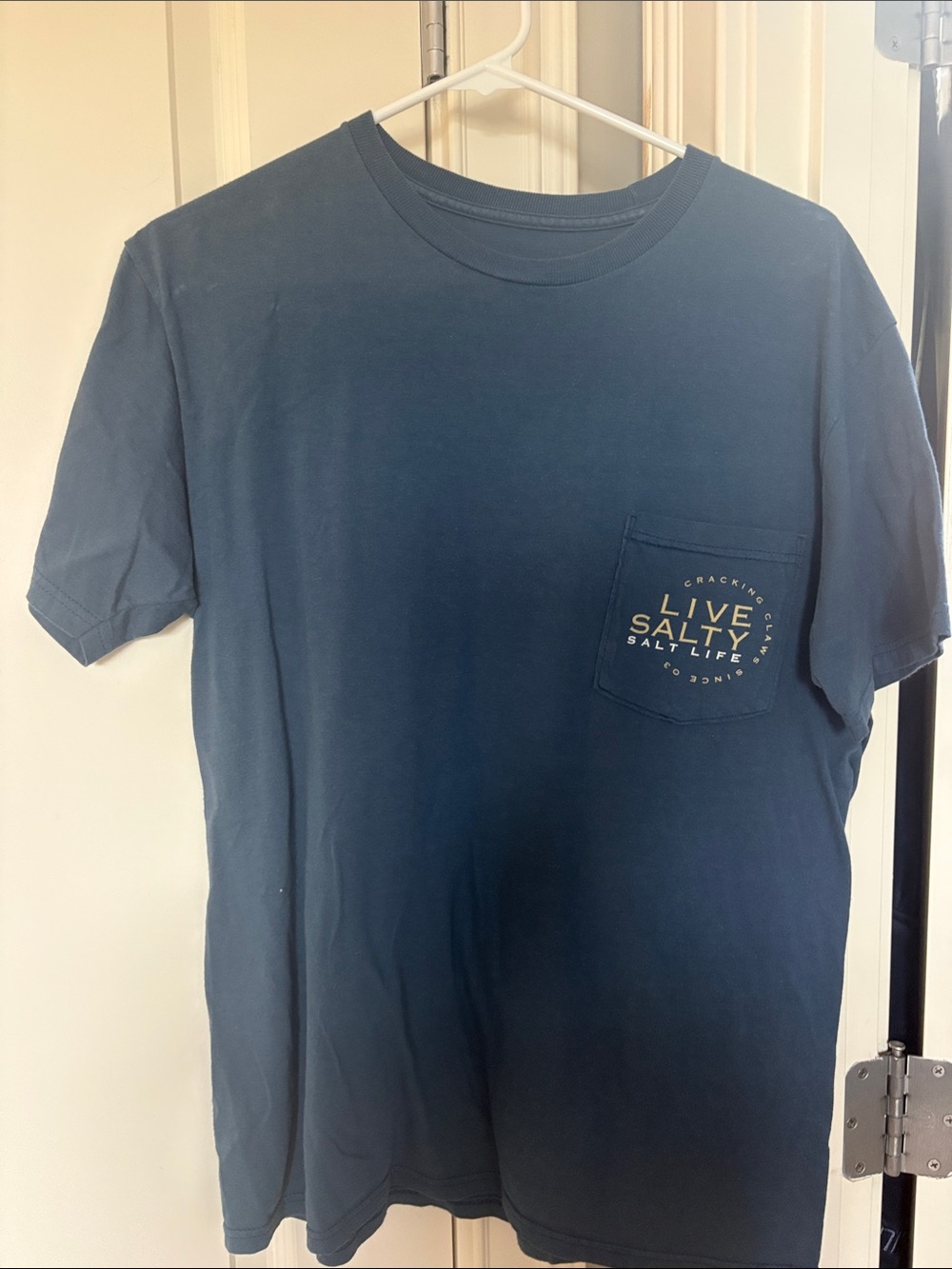 Salt Life Navy Blue Pocket Tee with 'Live Salty' Logo